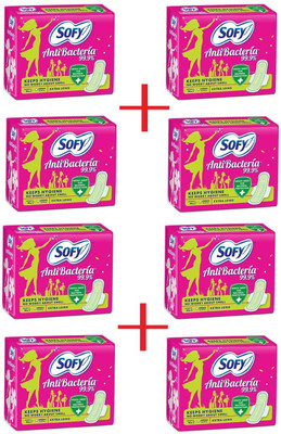SOFY Antibecteria Extra Long Pads - 8 Packs of 7 Piece in Each Pack (COUNT 56) Sanitary Pad(Pack of 8)