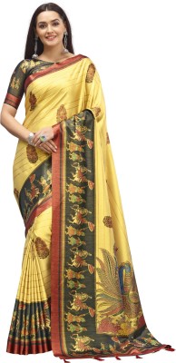 Ratnavati Printed Bollywood Silk Blend, Art Silk Saree(Yellow)