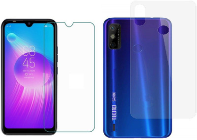 ELEF Front and Back Tempered Glass for Tecno Spark 4 Lite Front Premium Tempered Glass Back Flexible 0.3MM Trink(Pack of 2)