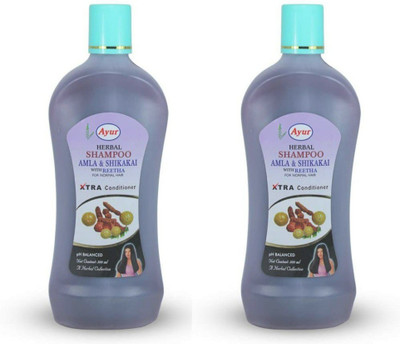 Ayur Herbal Shampoo Amla & Shikakai With Reetha & Extra Conditioner (500 ml)x2 (1000 ml)(1000 ml)