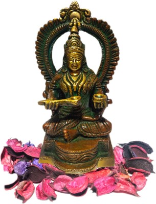 SWADESHI CHARKHA Swadeshi Annapurna Maa Brass Idol, known as goddess of food and nourishment- 14CM (Brown,Green,Gold) Decorative Showpiece  -  14 cm(Brass, Green, Brown, Gold)