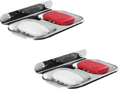 Kopter Premium Quality Double Soap Dish/Holder Stainless Steel (Set Of 2)(Silver)
