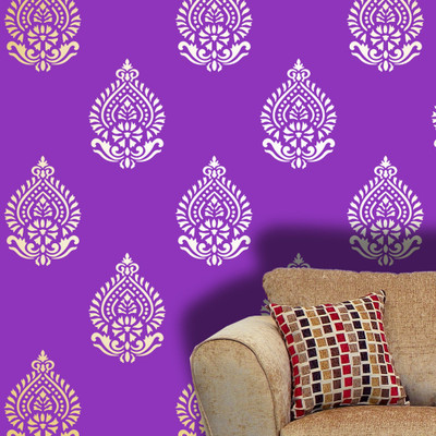 Decorze Reusable wall painting Stencil DMWS_76 Reusable wall painting Stencil Stencil(Pack of 1, Motif and paisley)
