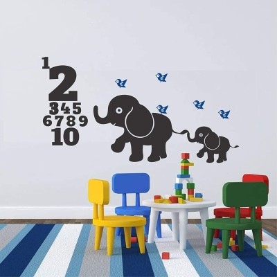 Asmi Collections 90 cm Cute Elephant with Numbers for Kids Education Self Adhesive Sticker(Pack of 1)