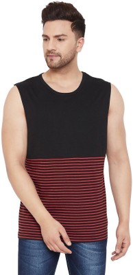 HYPERNATION Striped Men Round Neck Red, Black T-Shirt