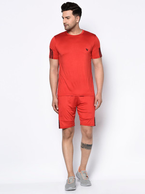 GLITO Solid Men Round Neck Red T-Shirt