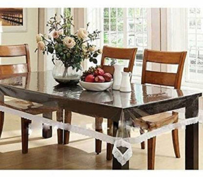 Dakshya Industries Self Design 6 Seater Table Cover(Silver, Plastic)