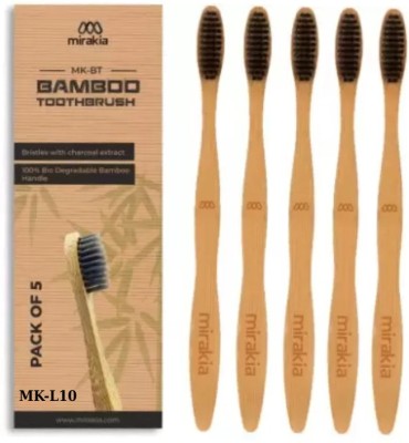 Mirakia bamboo toothbrush reusable Soft Toothbrush(5 Toothbrushes)