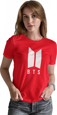 TBON Printed Women Round Neck Red T-Shirt