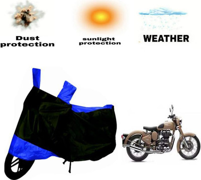PRPaccessories Waterproof Two Wheeler Cover for Royal Enfield(Bullet 350, Blue, Black)
