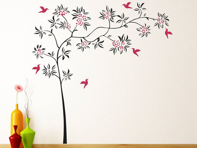 fuzzy 100 cm tree Self Adhesive Sticker(Pack of 1)