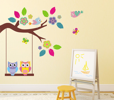 fuzzy 110 cm tree Self Adhesive Sticker(Pack of 1)