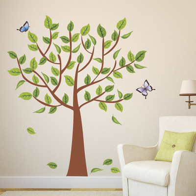 fuzzy 90 cm tree Self Adhesive Sticker(Pack of 1)