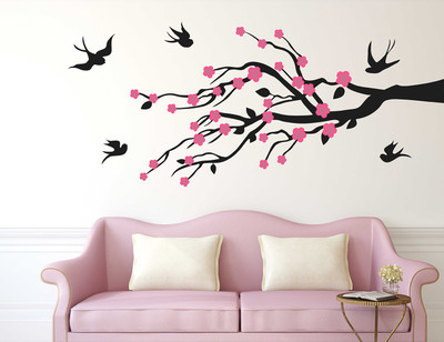 fuzzy 115 cm tree Self Adhesive Sticker(Pack of 1)