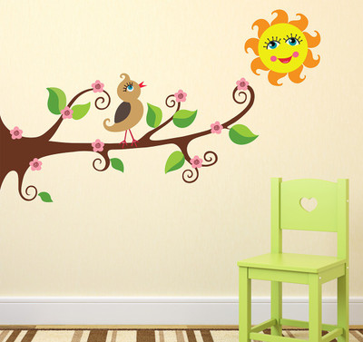 fuzzy 110 cm tree Self Adhesive Sticker(Pack of 1)