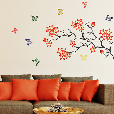 fuzzy 130 cm flowers Self Adhesive Sticker(Pack of 1)