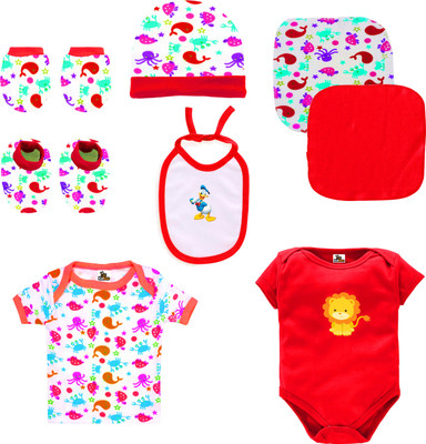 KidBee New Born Baby 8 Pcs Gift Set(Red)