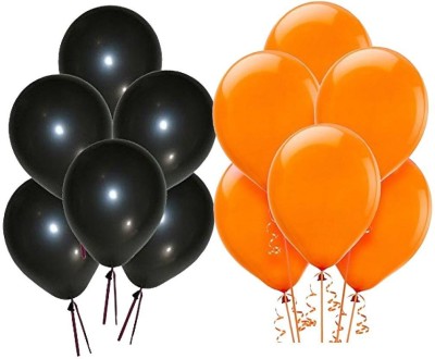 HARDATAR Solid HD Metallic Finish Black, Orange Pack of 50 Balloons for Birthday / Anniversary Party Decoration Balloon(Black, Orange, Pack of 50)