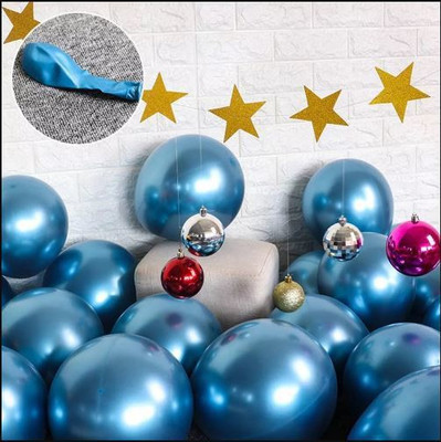 Almoda Creations Solid Ultra HD Metal Chrome Balloons For Birthday Party, Anniversary Decoration Balloon(Blue, Pack of 25)