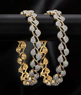Jewels Galaxy Alloy Cubic Zirconia Gold-plated Bangle Set(Pack of 2)