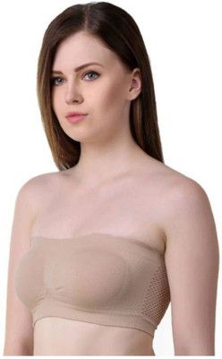 ECSS Women and Girls Tube Lightly padded Bra Women Bandeau/Tube Non Padded Bra(Beige)