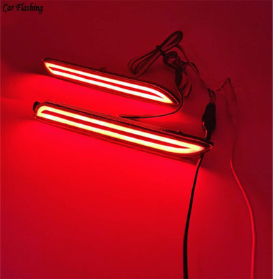 CARMART Rear Matrix Running Bumper LED Reflector Brake Light for Toyota Innova 2012-2015 Models, Set of 2 Pc 4 Wires (Red) Car Reflector Light(Red)