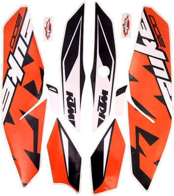 Dateen Sticker & Decal for Bike(White, Orange)