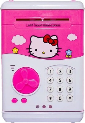 Tenmar Mini Electric Secret Password Safe ATM Piggy Bank Coin Bank(Pink, White)