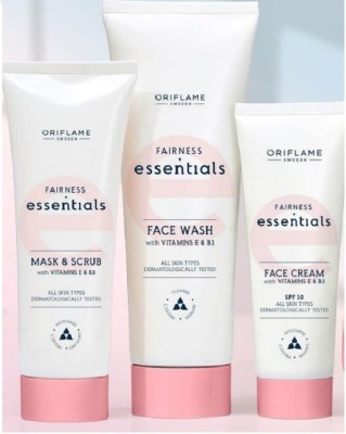 Oriflame Sweden Essential Fairness Facewash - Face Cream - Face Mask and Scrub with Vitamin E & B3 (Combo Set)(3 Items in the set)