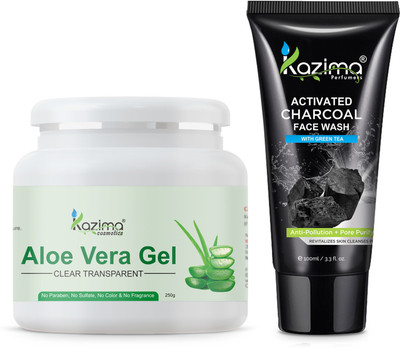 Kazima Combo of Aloe Vera Gel 250g & Charcoal Facewash 100ml(2 Items in the set)