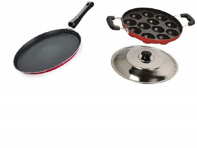 Masox Store Combo 2 Pcs Set of Crispy Dosa Tawa & Appam pan,Paniarakkal Pan,Paddu Maker Non-Stick Coated Cookware Set(Aluminium, 3 - Piece)