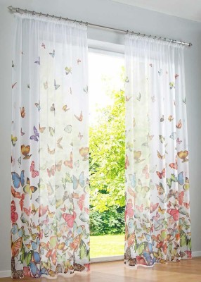 sai fashion 154 cm (5 ft) Polyester Room Darkening Window Curtain (Pack Of 2)(Printed, White)