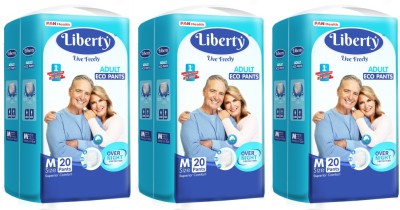 Liberty Eco Pants, (61-115 Cms | 24-45Inches) (20 pcs X 3 pack) Adult Diapers - M(60 Pieces)