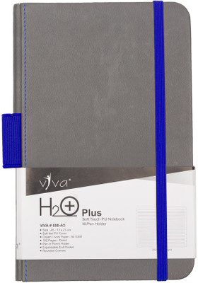 Viva Global H2O (Plus) 192 Ruled Pages Pen or Pencil Holder colored Edges Round A5 Notebook Ruled Pages 192 Pages(Blue)