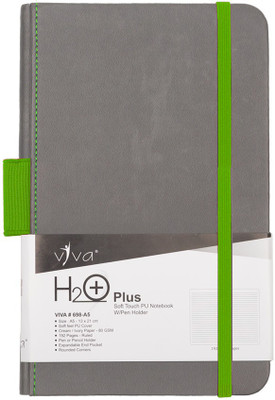 Viva Global H2O (Plus) 192 Ruled Pages Pen or Pencil Holder colored Edges Round A5 Notebook Ruled Pages 192 Pages(Green)
