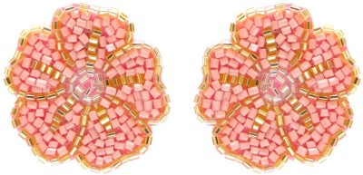 CRUNCHY FASHION Pink Bohemian Handmade Drop Earrings Alloy Stud Earring
