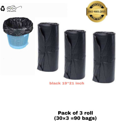 Shree ram fashion store Rkb - black roll pack of 3 roll bags Medium 12 L Garbage Bag  Pack Of 90(90Bag )