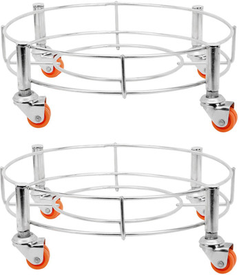 Bristle Cylinder Trolley with High Quality Wheels/Gas Trolly/LPG Cylinder Stand, Premium Quality (Pack of 2) Gas Cylinder Trolley(Silver)