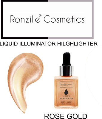 RONZILLE Illuminator Ultra Smooth Shine Waterproof Face And Body Highlighter 3D glow shine for medium to wheatish skin Highlighter 4 Highlighter(Rose Gold)