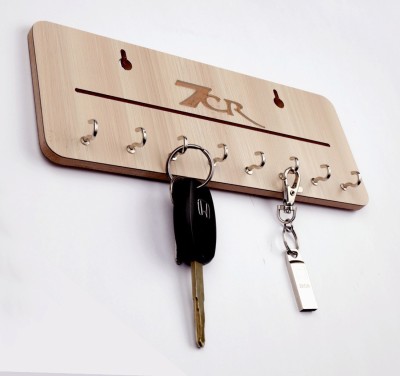 7CR FL-Buttter nut Wood Key Holder(8 Hooks, Beige)