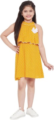 Stylo Bug Girls Above Knee Casual Dress(Yellow, Sleeveless)