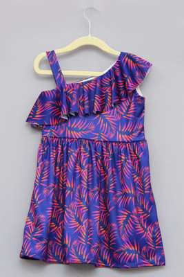 CRAZEVILLA Girls Midi/Knee Length Casual Dress(Blue, Sleeveless)
