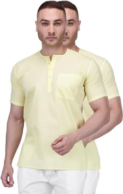 Rajubhai Hargovindas Men Solid Straight Kurta(Yellow)