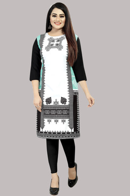 Modli 20 Fashion Women Printed Straight Kurta(White, Black)