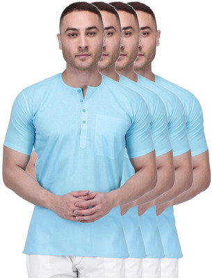 Rajubhai Hargovindas Men Solid Straight Kurta(Blue)