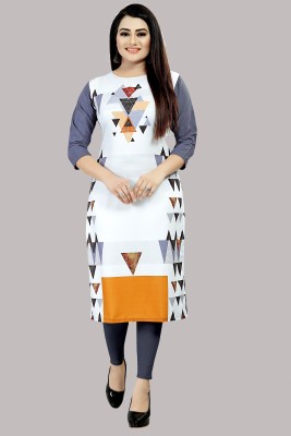 Modli 20 Fashion Women Printed Straight Kurta(White, Orange, Grey)