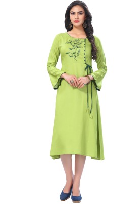 Haya Women Embroidered Anarkali Kurta(Green)