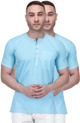 Rajubhai Hargovindas Men Solid Straight Kurta(Blue)