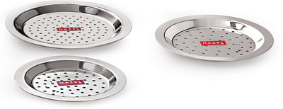 HAZEL Cover Lid with Hole Chiba Ciba For Topes Pots, Set of 3, Silver (Diameter 12.3 cm, 13.5 cm, 14.8 cm) 6 inch Lid Set, Pack of 3(Stainless Steel)
