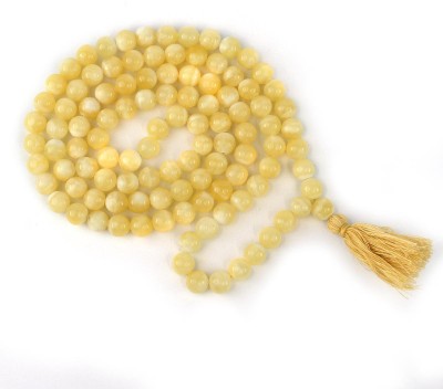 CRYSTU Yellow Calcite Mala Natural Crystal Mala Stone Mala Stone Necklace Jap Mala 8 mm Round 108 Beads Mala Crystal Necklace Fashion Jewelry For Reiki Healing Crystal Healing 32 inch Approx Beads, Crystal Stone Chain